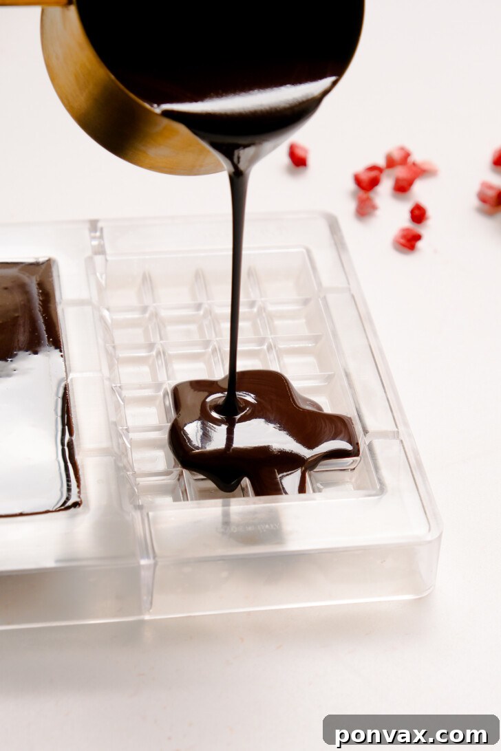 Step-by-step image of chocolate setting in the fridge.