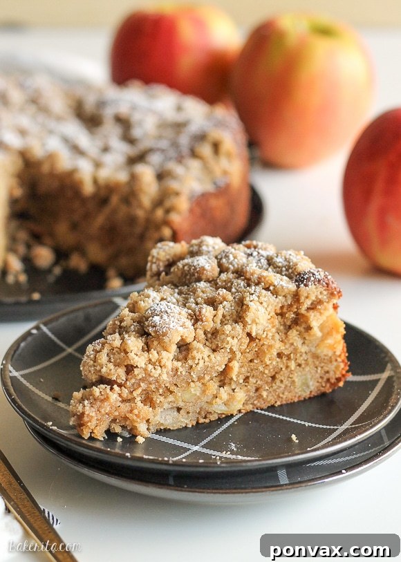 Spiced Apple Crumble Delight 4 This Apple Crumb Cake is full of warm spices, apple chunks, and Greek yogurt to keep it soft! This recipe has a super thick crumb layer and is a perfect fall cake.