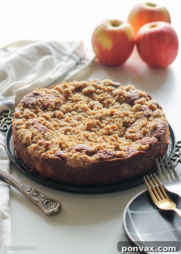 Spiced Apple Crumble Delight 5 This Apple Crumb Cake is full of warm spices, apple chunks, and Greek yogurt to keep it soft! This recipe has a super thick crumb layer and is a perfect fall cake.