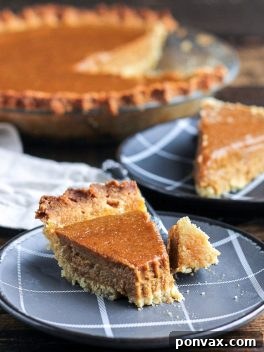Super creamy and healthy Paleo Pumpkin Pie, perfect for a gluten-free, refined sugar-free, and dairy-free holiday dessert or breakfast.