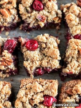 These Paleo Cranberry Crumb Bars use leftover cranberry sauce to make an irresistible gluten-free, refined sugar-free, and vegan dessert. The crumb mixture doubles as the crust and crumb topping.